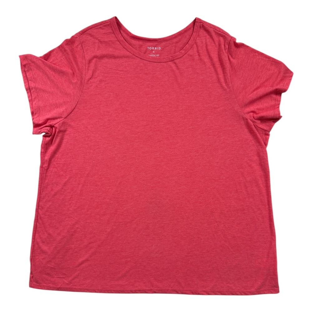 Torrid Classic Fit Short Sleeve Crew Neck Tee Size 4 Coral Pink Soft Casual Top